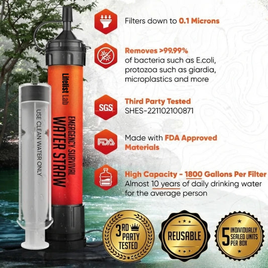 Pajita Filtradora de Agua para Supervivencia
